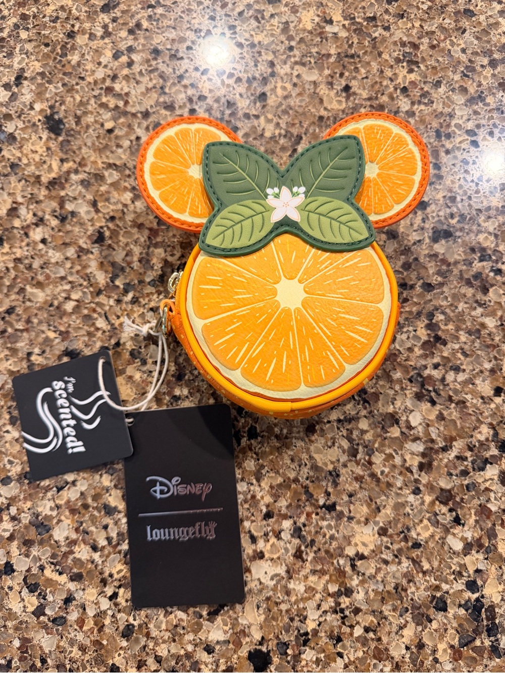 Loungefly Kids Orange Slice Minnie Coin Purse with Green Leaf Ears